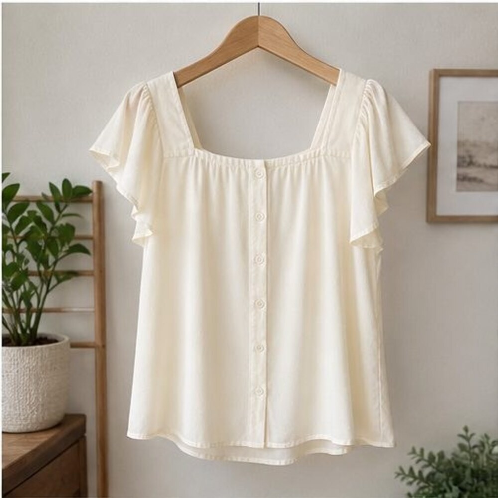 Cream Tie Neck Blouse